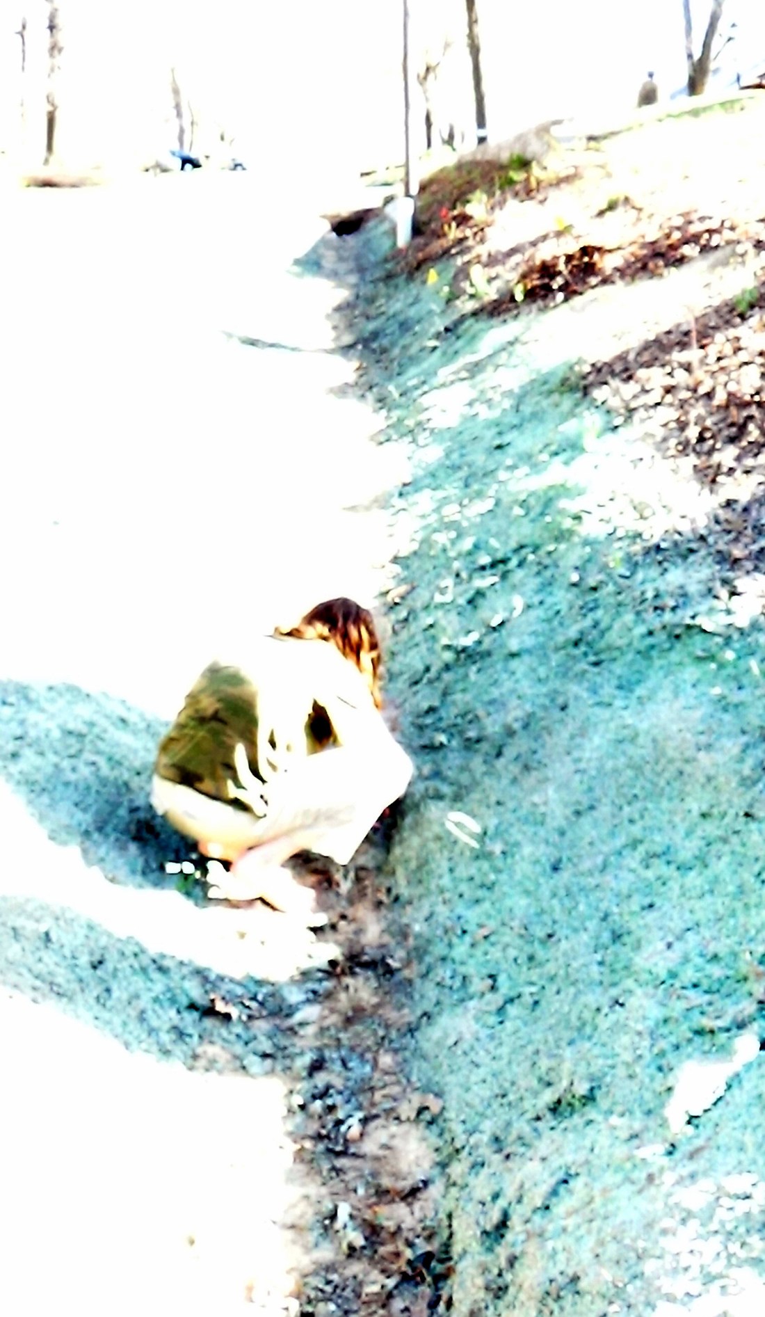 Measuring the ditch before starting the project.