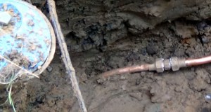 The new water connected to the water main.