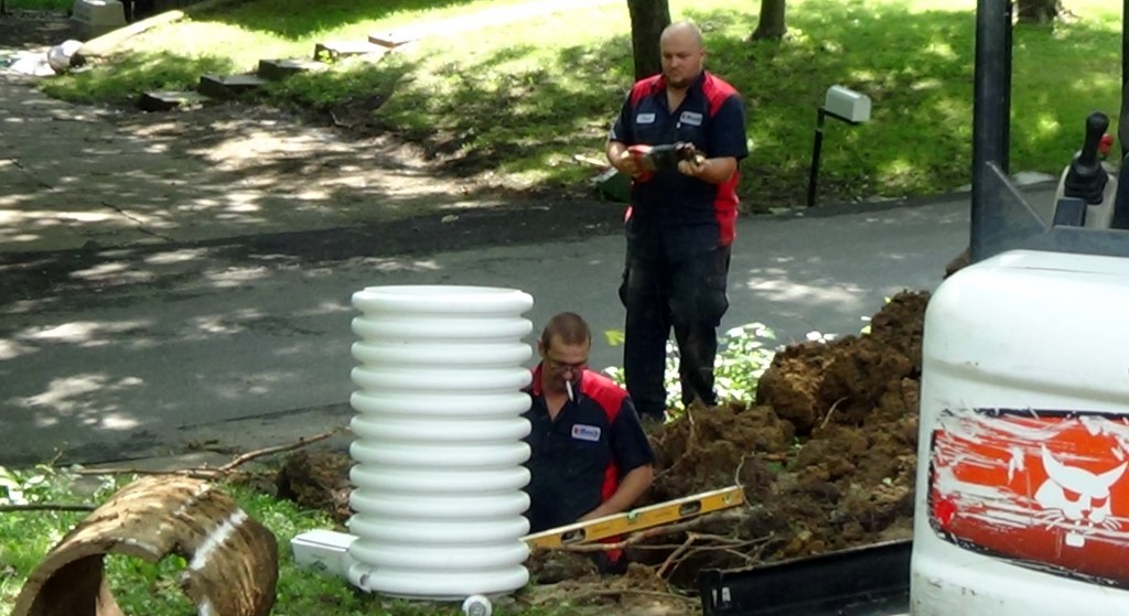 Paul and Tim measuring for the Meter Pit.