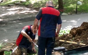 Tim and Paul installing the meter pit.