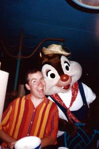 Jonathan with Chip at the Garden Grill Cafe -- Sept. 5, 1995.